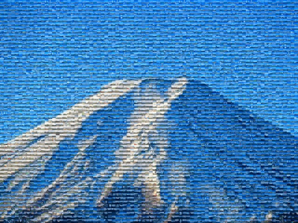 デジタル化した富士山(モザイクアート)